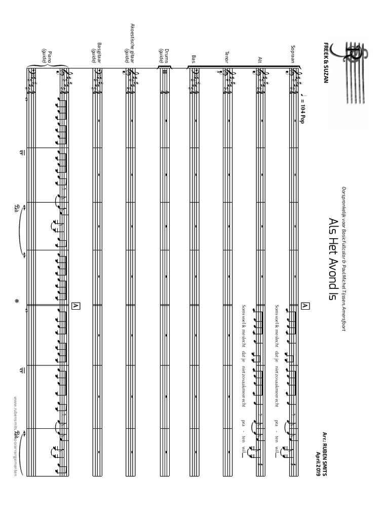 Freek & Suzan - Als Het Avond Is SATB - Score Landscape | PDF