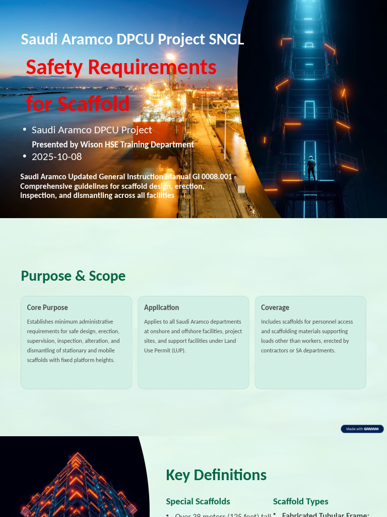 Scaffold Safety Guidelines for Saudi Aramco | PDF | Scaffolding