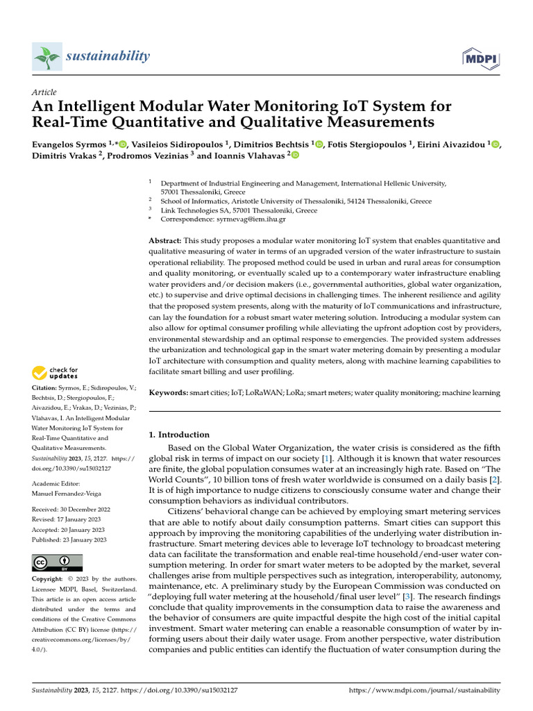 Intelligent IoT Water Monitoring System | PDF | Internet Of Things ...