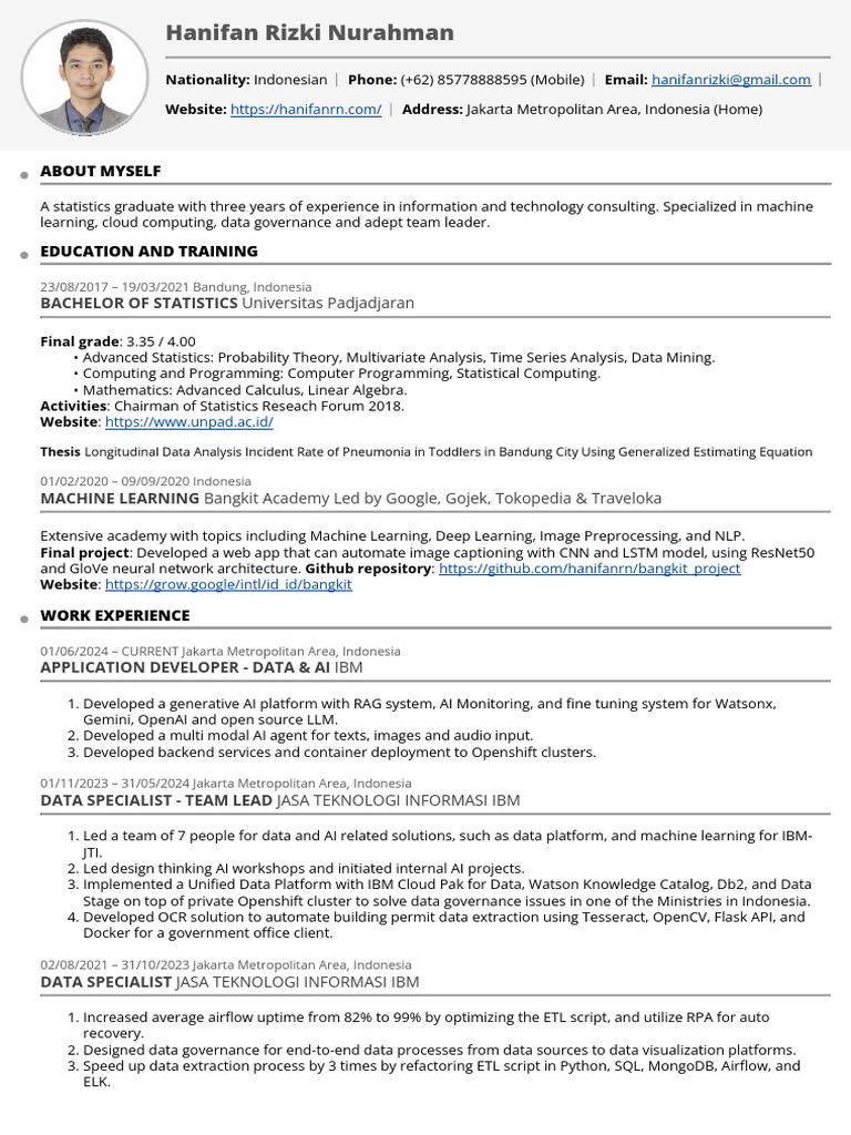 Hanifan CV | PDF | Machine Learning | Artificial Intelligence