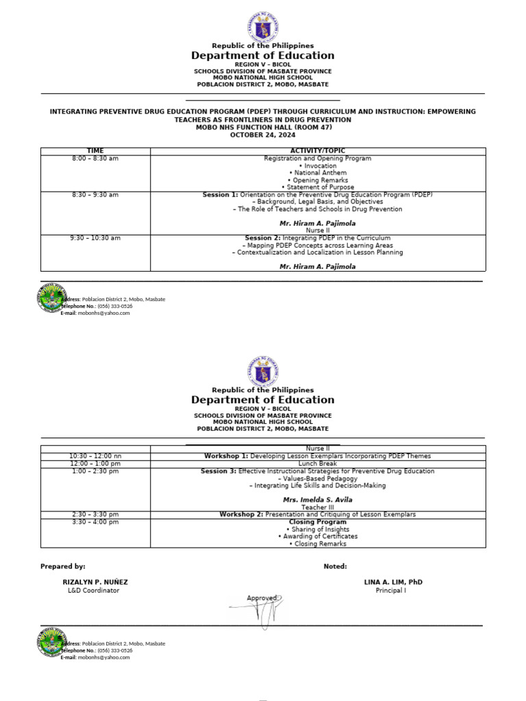 Integrating Preventive Drug Education Program | PDF | Teachers | Pedagogy