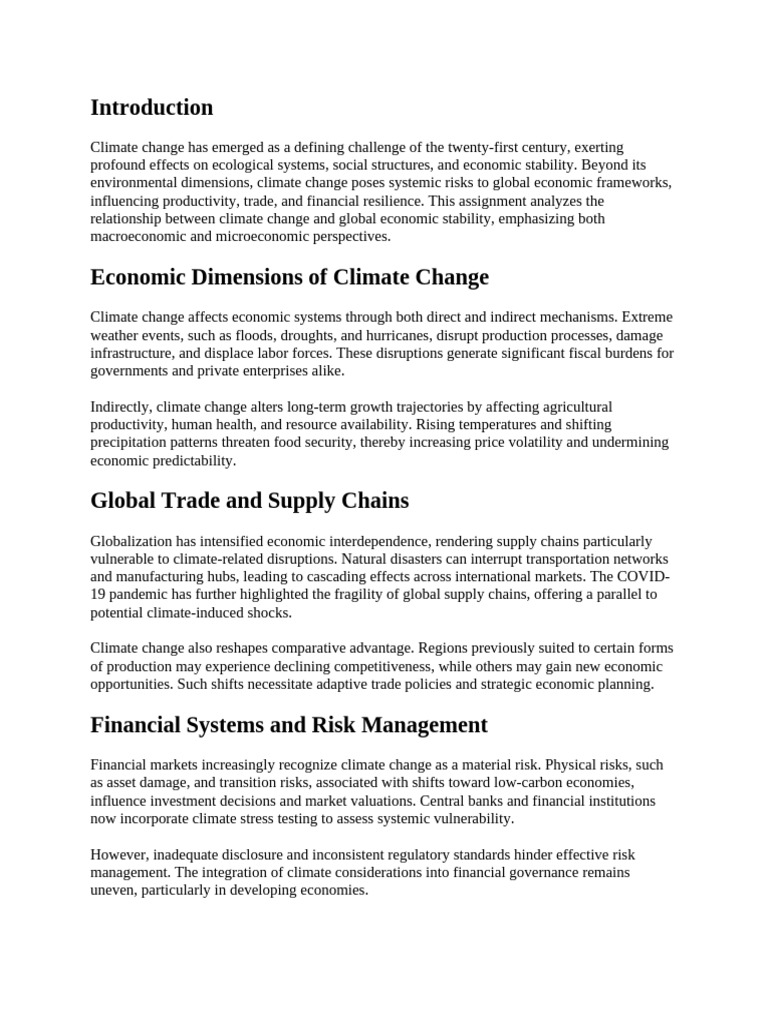 Climate Change and Economic Stability Analysis | PDF | Climate ...