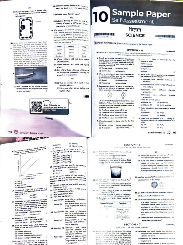 Science Sample Paper for Students | PDF | Isotope | Chemical Elements