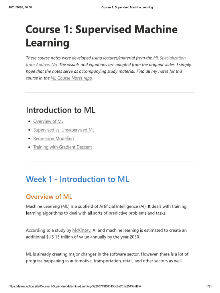 Supervised Machine Learning Notes by SB | PDF