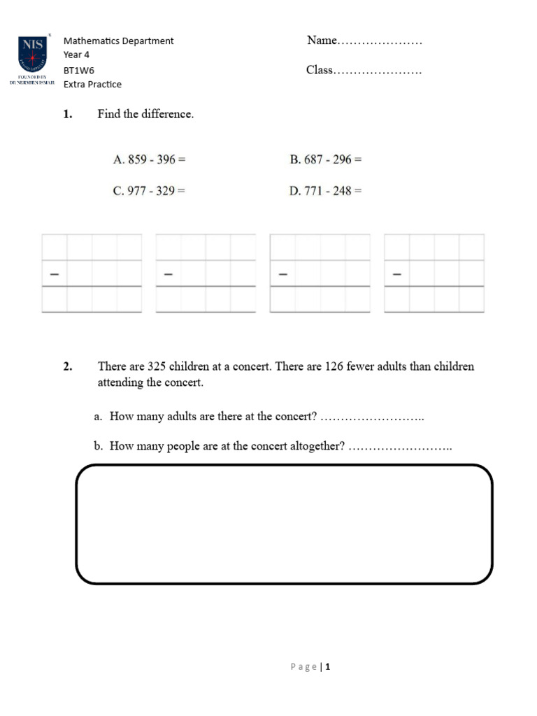 Year 4 Mathematics Extra Practice | PDF