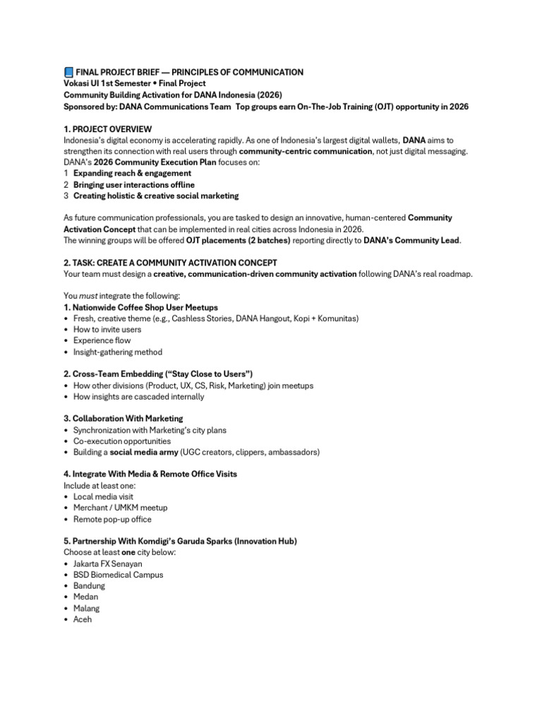 Project Brief Vokasi UI 2025 Final Project - DANA Community Building | PDF