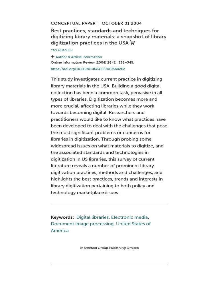 Library Digitization Best Practices USA | PDF
