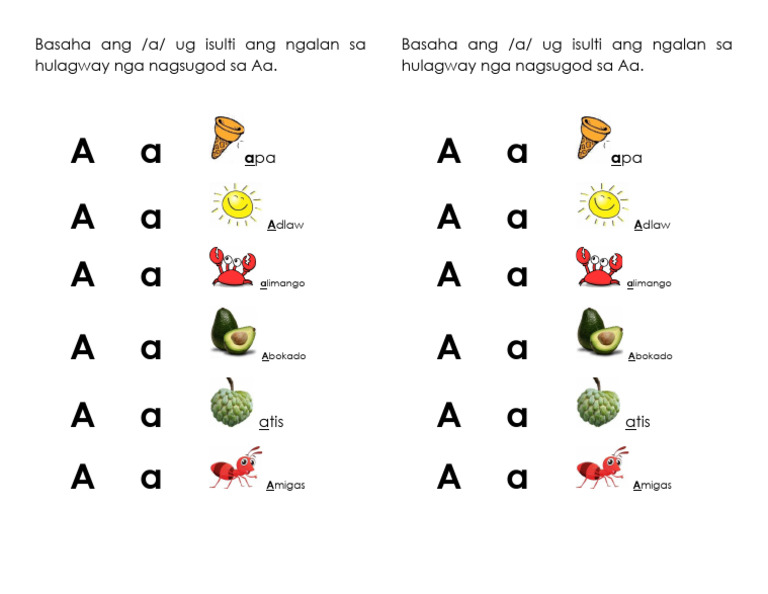 Mga Hulagway Nga Nagsugod Sa Aa | PDF