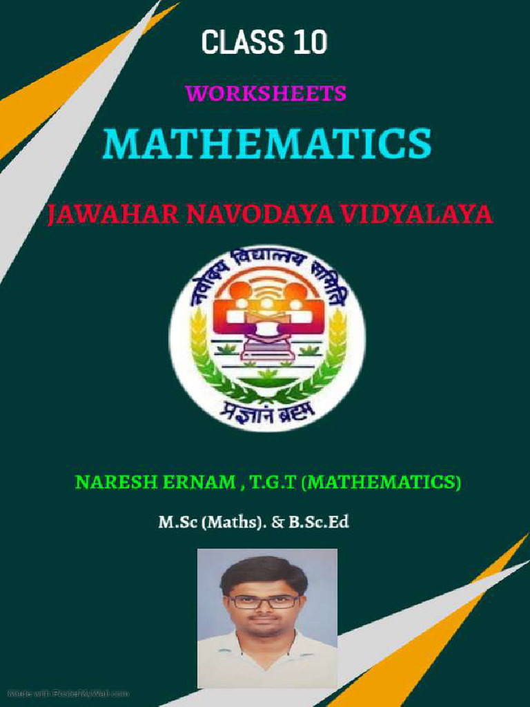 Class 10 Math Worksheets Booklet | PDF | Equations | Area