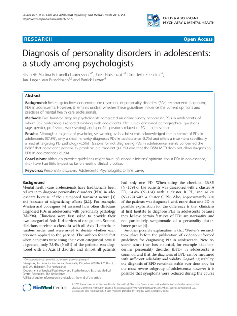 1753-2000-7-3 | PDF | Personality Disorder | Diagnostic And Statistical ...