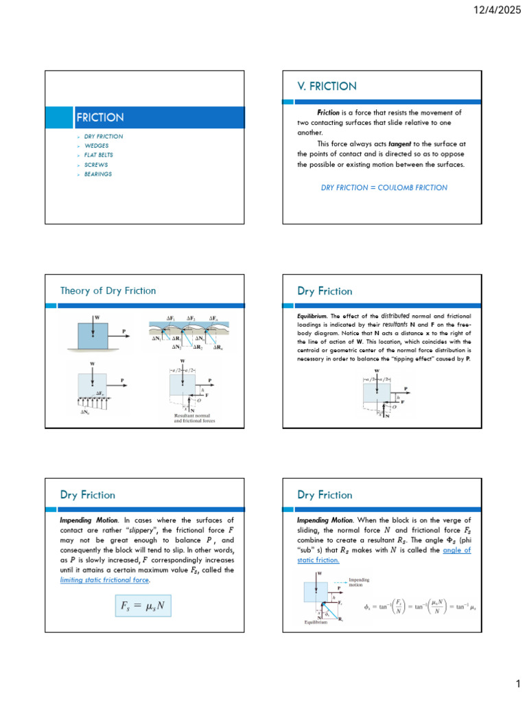 Lecture Friction | PDF | Friction | Force