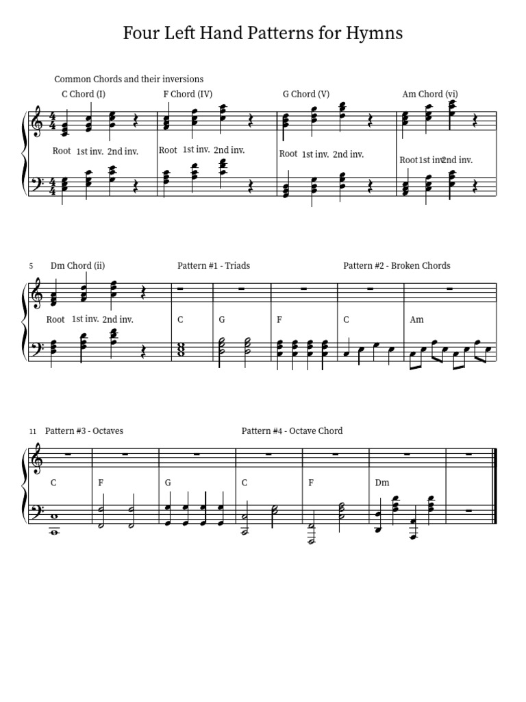 Left Hand Patterns for Hymn Playing | PDF