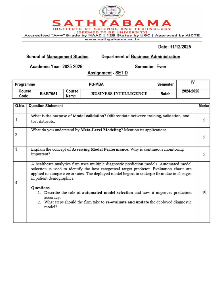 Bab7051-Business Intelligence Set d - Assignment | PDF