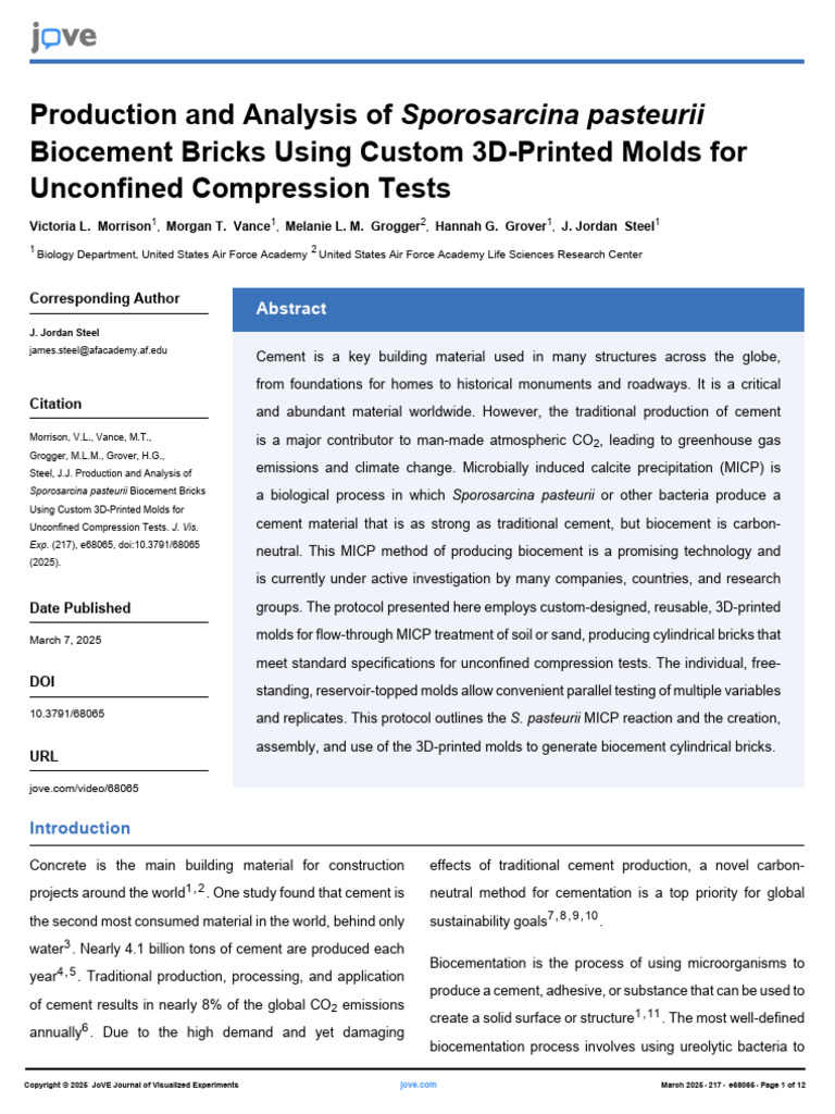 Jove Protocol 68065 Production and Analysis of Emsporosarcina ...