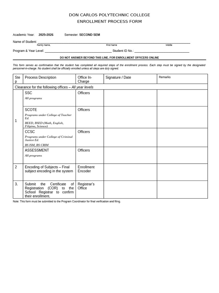 Form for Enrollment | PDF