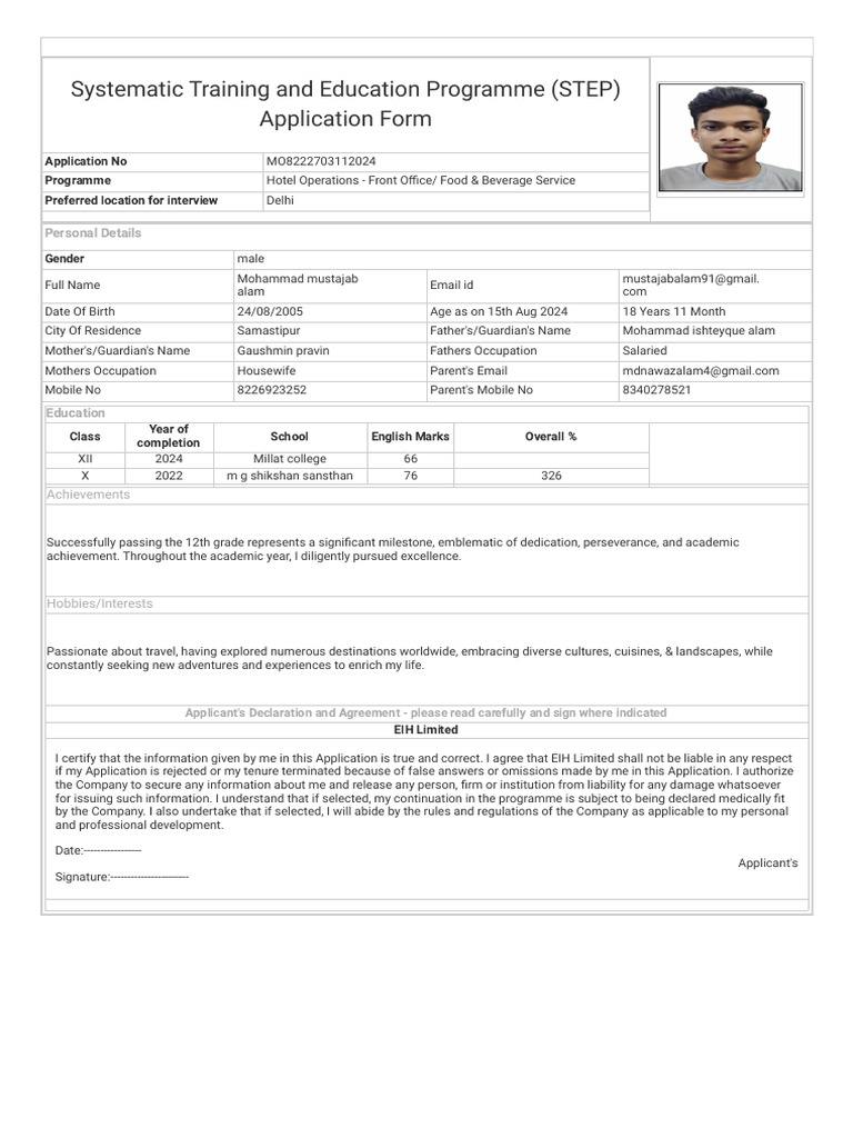 STEP Application for Hotel Operations | PDF
