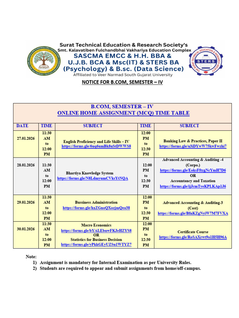S.Y. SEM-4 Online Assignment Schedule | PDF | Business Economics | Business