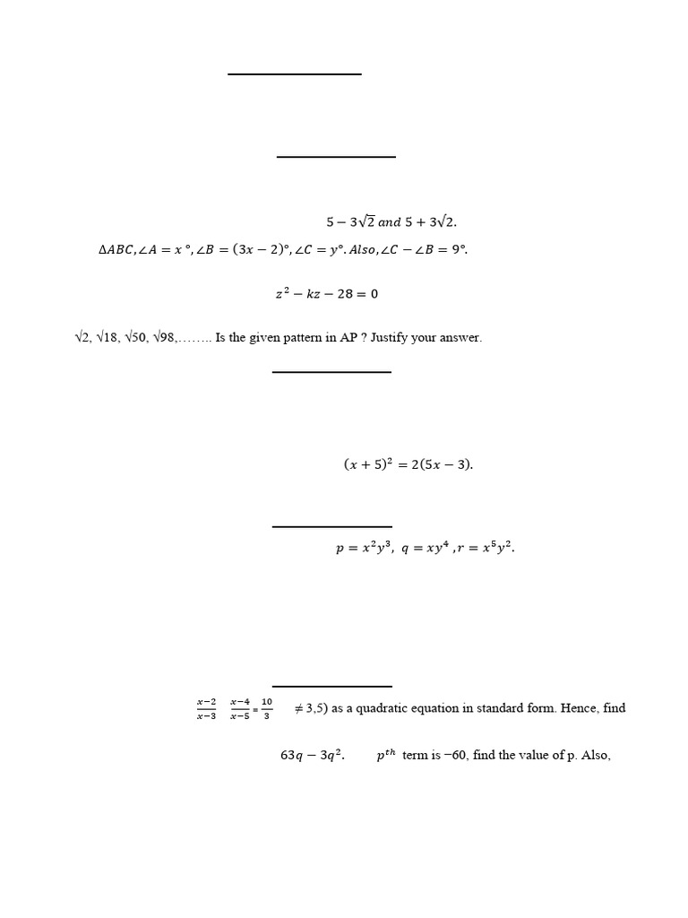 10 Maths Worksheet 2... | PDF
