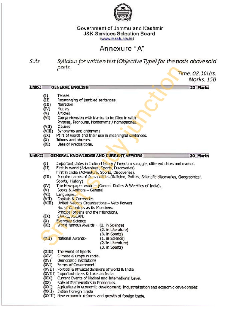 AHTO & Handicraft Officer Syllabus | PDF