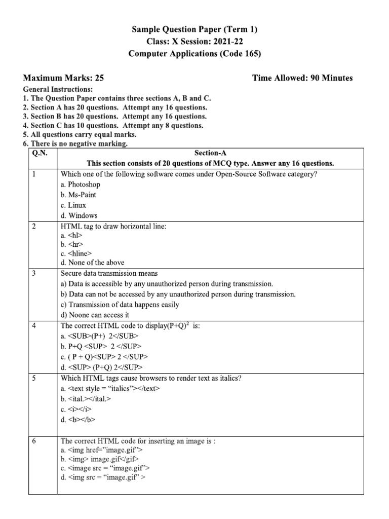 Sample QP Cbse | PDF