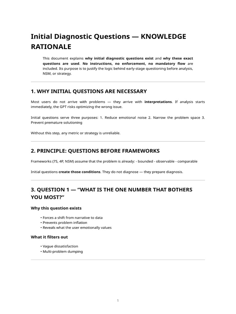 Importance of Initial Diagnostic Questions | PDF | Knowledge | Medical ...