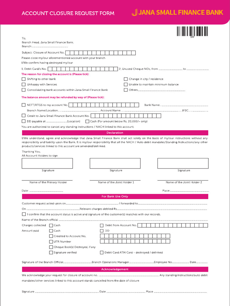 Account Closure Request Form | PDF