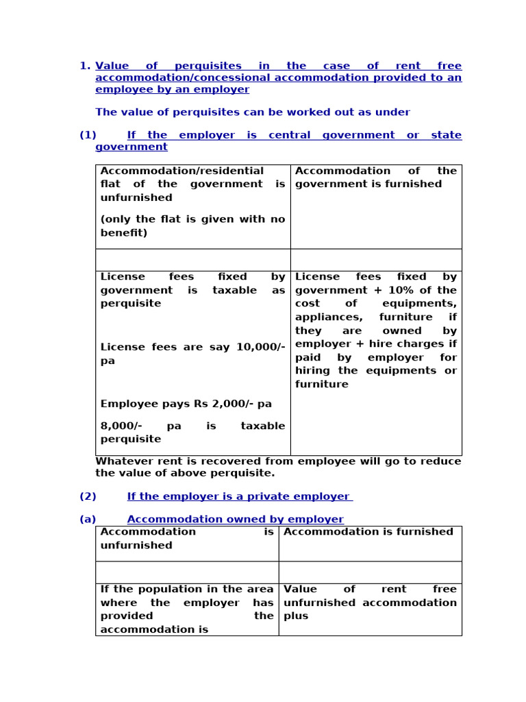 Tax Implications of Rent-Free Accommodation | PDF | Employee Benefits ...