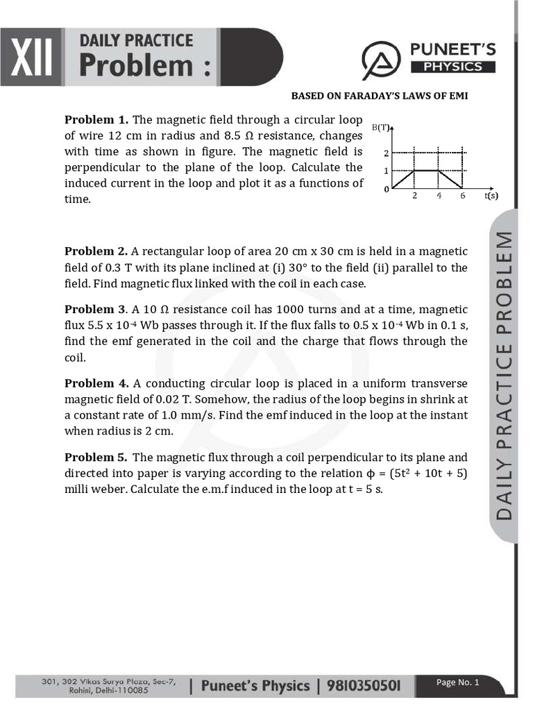 Induced Current and EMF Calculations | PDF
