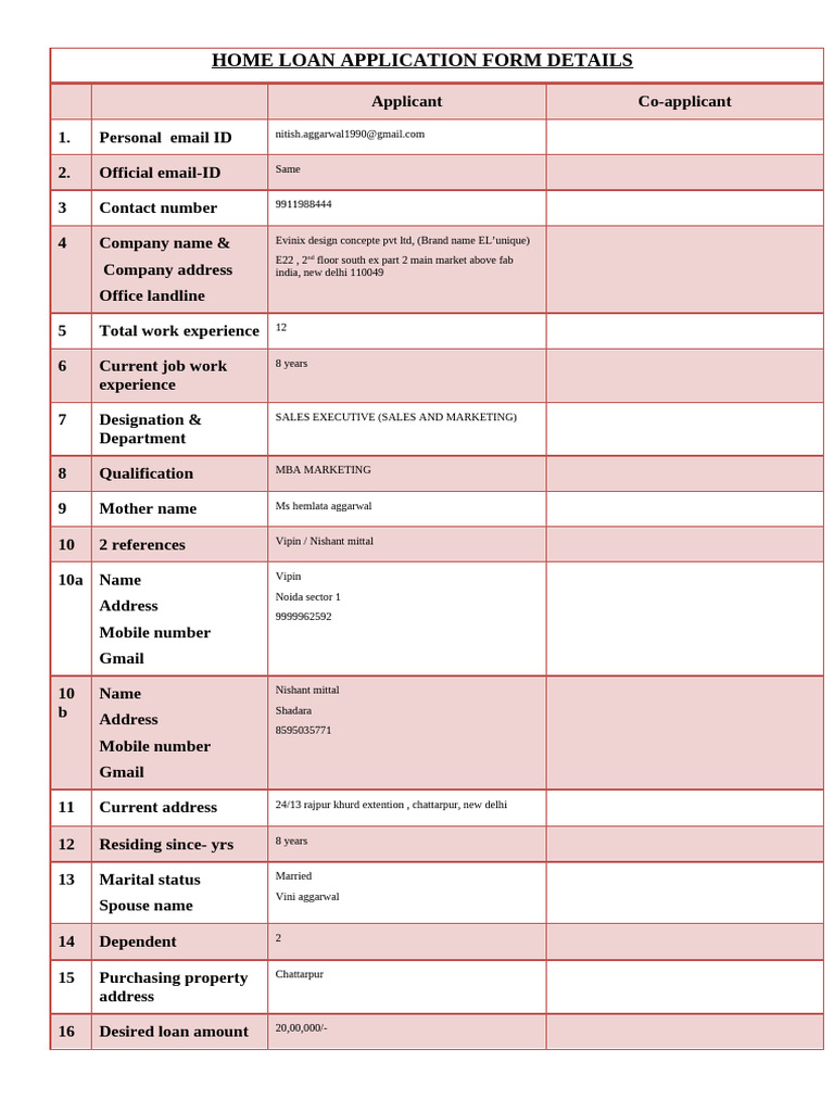 Application Form Details Sheet (3) | PDF