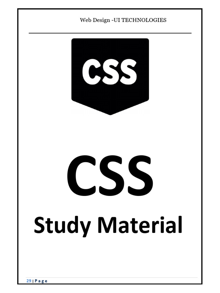 CSS - Web Design - UI Technologies | PDF | Html | Web Development
