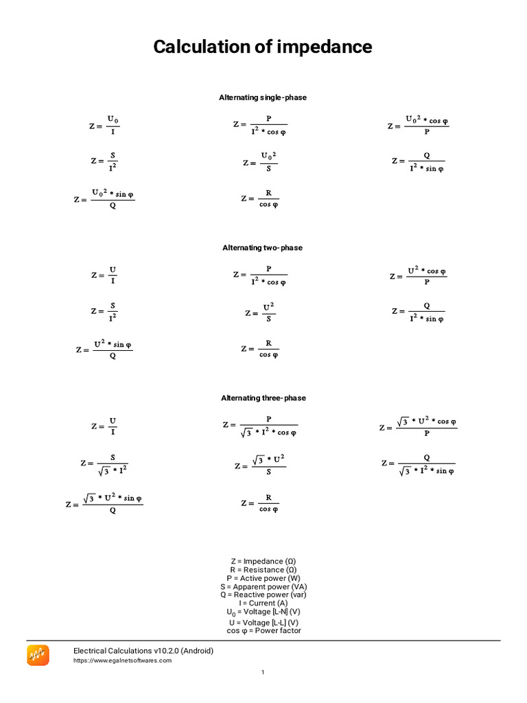 Impedance Calculation for AC Systems | PDF | Ac Power | Electromagnetism