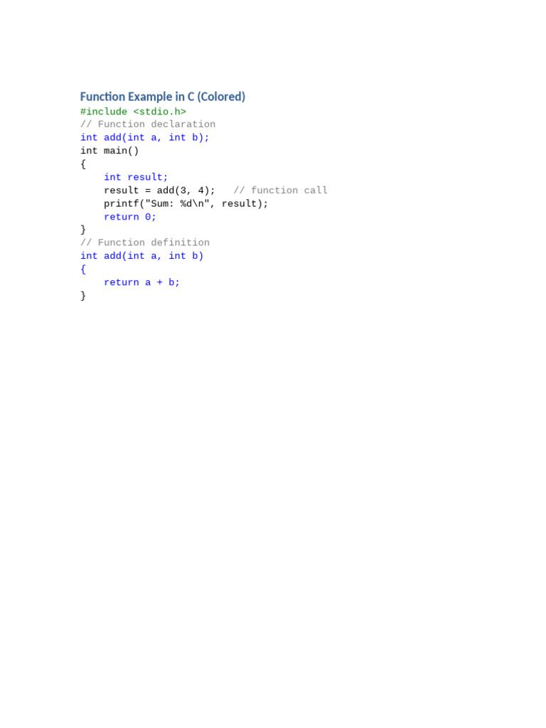 Functions in C Colored | PDF