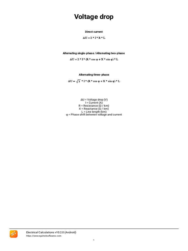 Voltage Drop Calculations Explained | PDF
