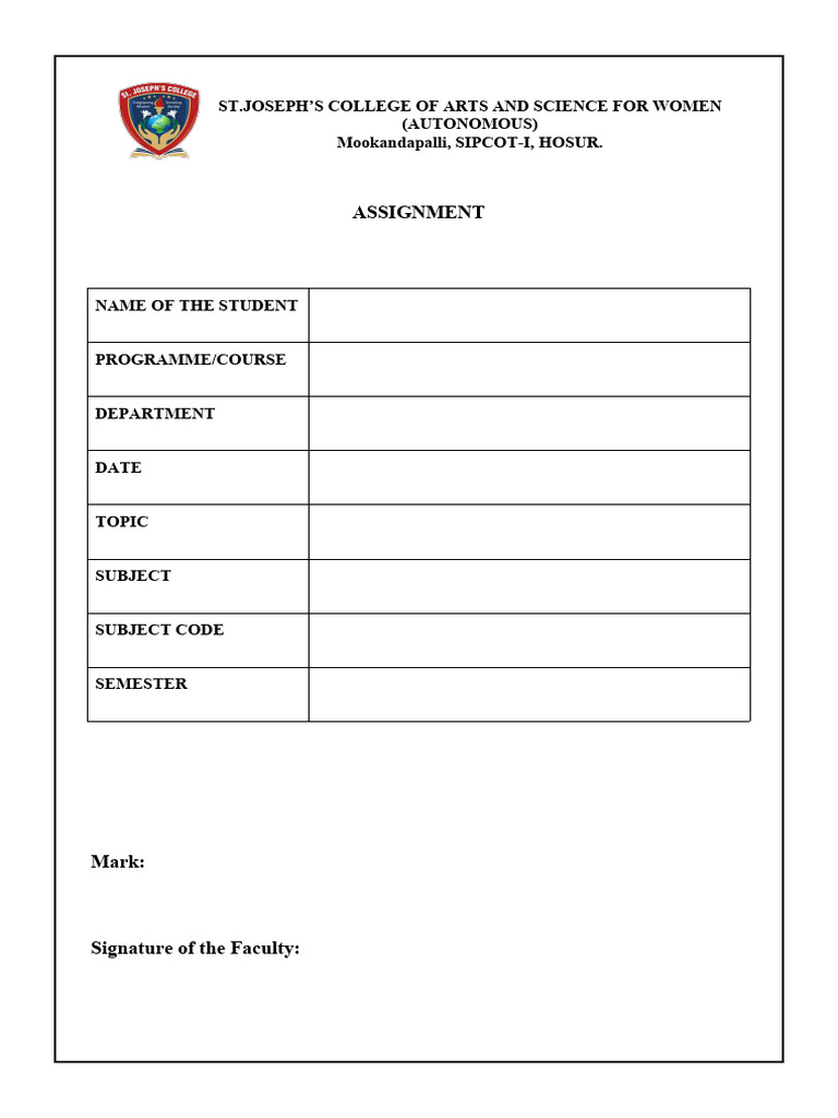 Assignment Front Page | PDF