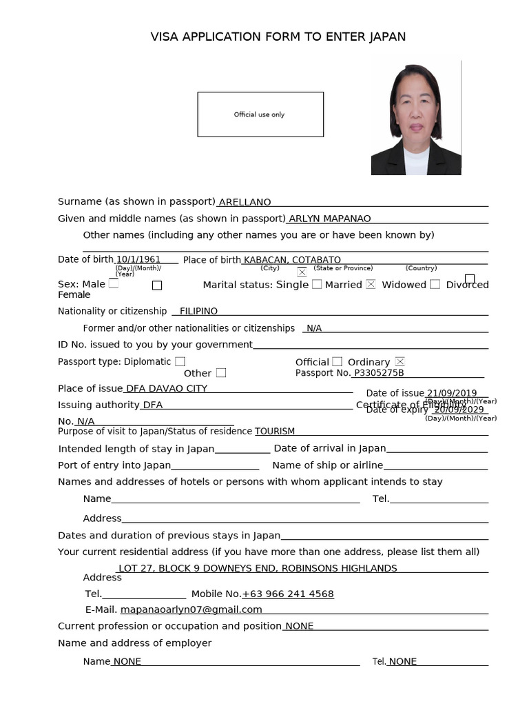 Japan Visa Application Form Guide | PDF | Travel Visa | Passport