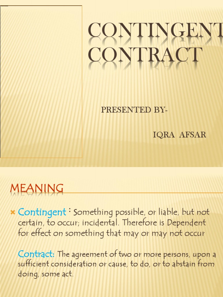 Understanding Contingent Contracts | PDF | Gambling | Indemnity