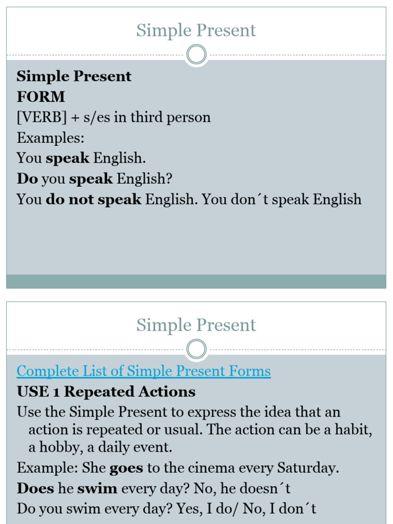 Understanding Simple Present Tense | PDF