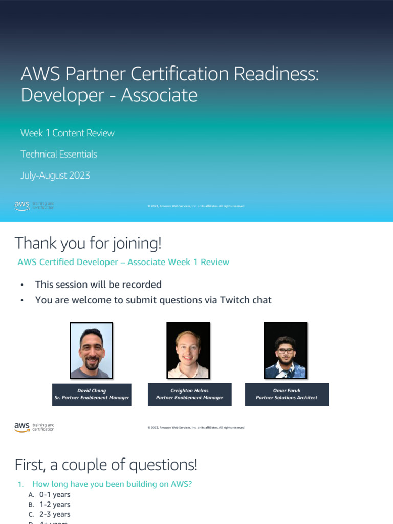 AWS Developer Associate Week 1 Review | PDF | Amazon Web Services ...