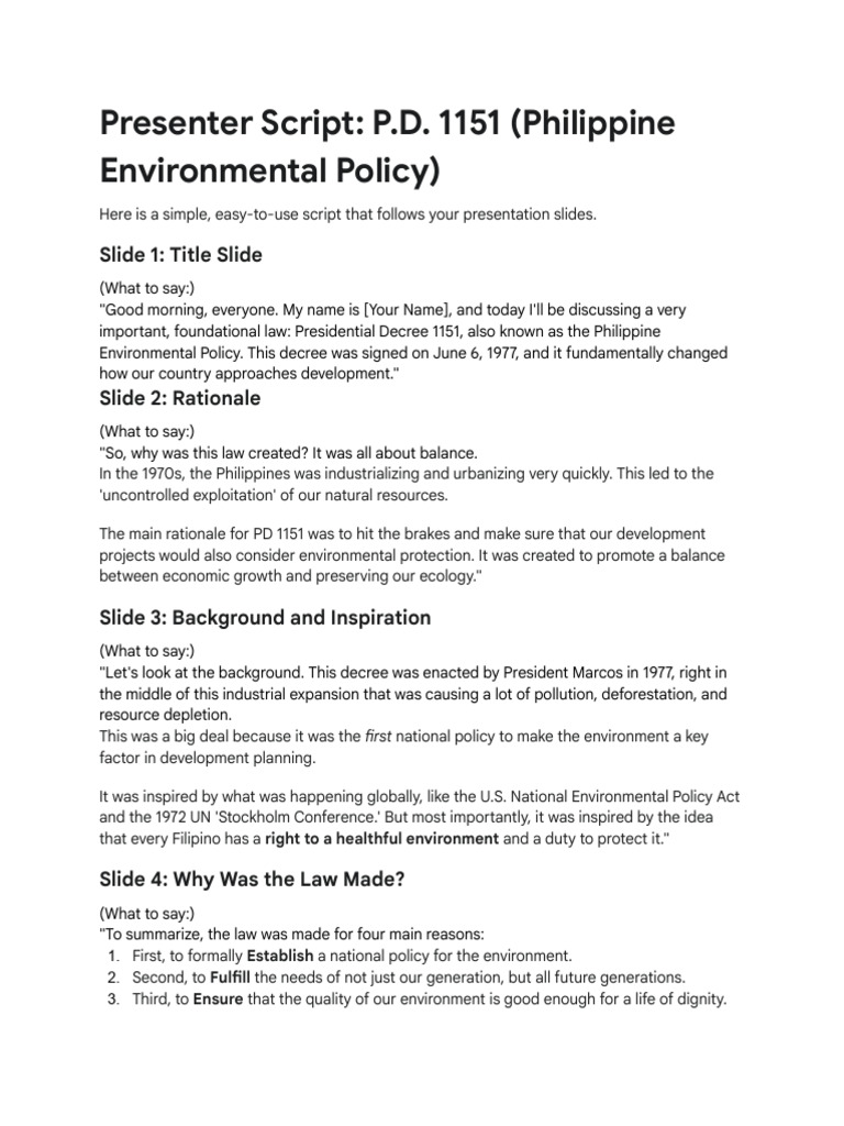 Report Script | PDF | Environmental Impact Statement | Environmental ...