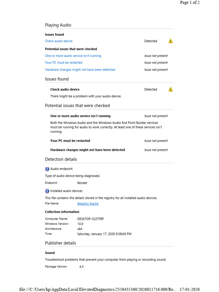 Audio Error | PDF | Microsoft Windows | Personal Computers