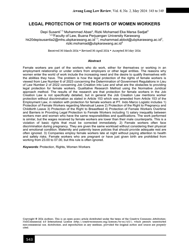 Legal Rights of Women Workers | PDF | Employment | Parental Leave
