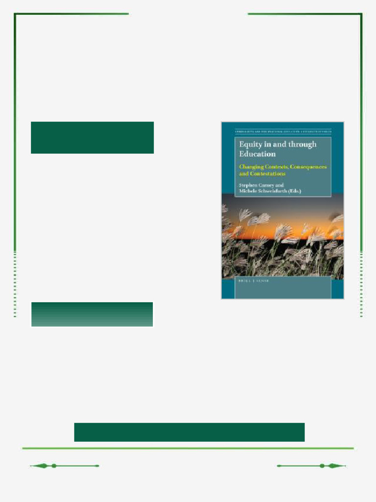 Equity in and Through Education Changing Contexts Consequences and ...