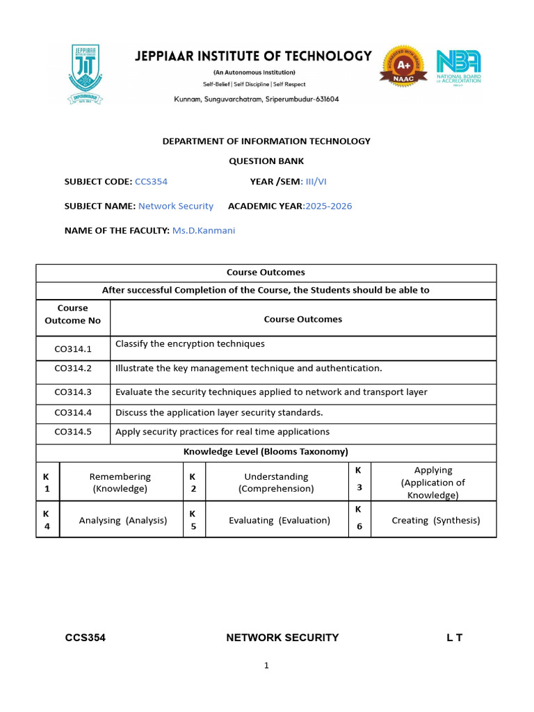 Ccs354 Network Security QB - Answer | PDF | Public Key Cryptography ...