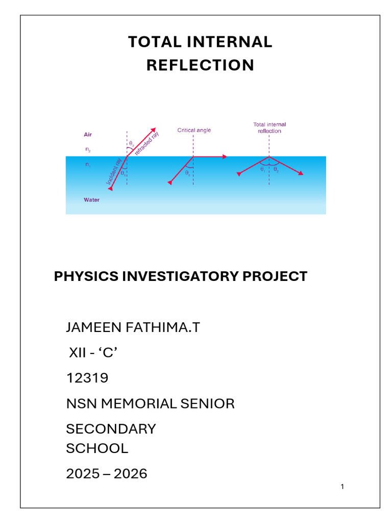 Total Internal Reflection Explained | PDF | Reflection (Physics) | Optics
