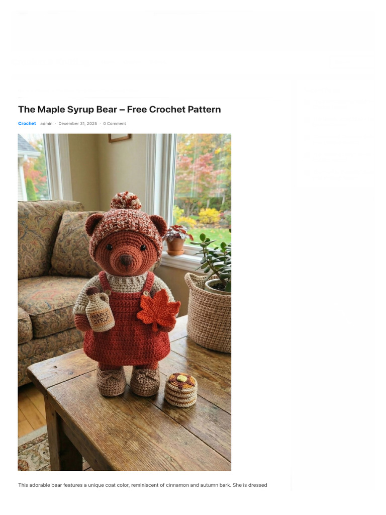 Free Crochet Pattern: Maple Syrup Bear | PDF | Crochet | Yarn