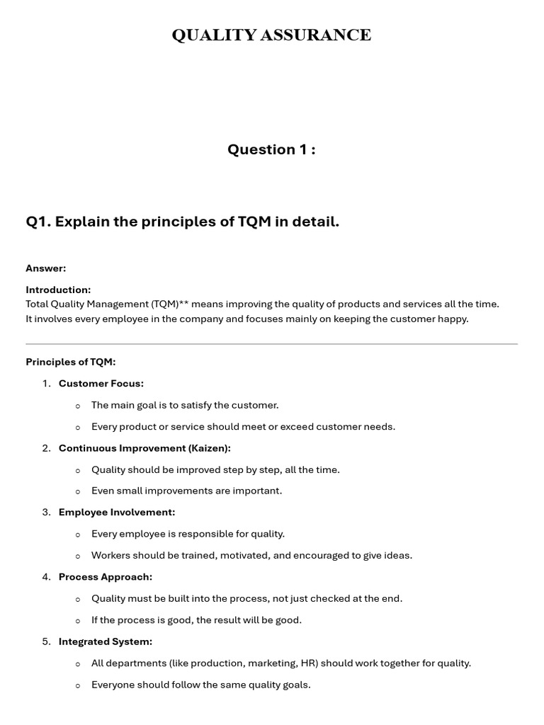 Principles of Total Quality Management | PDF | Software Testing ...
