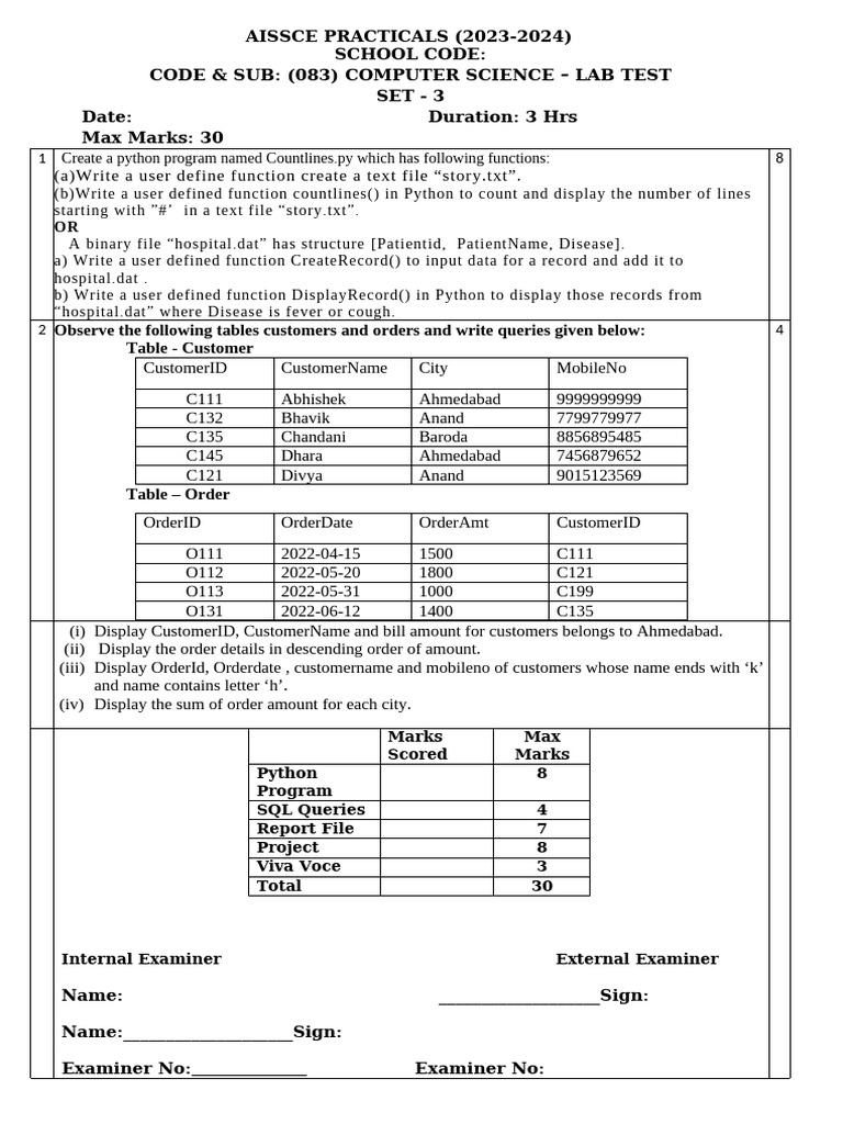 Comp Sci Pract Exam Set 3 202324 With Solution PDF Data Computer — free download