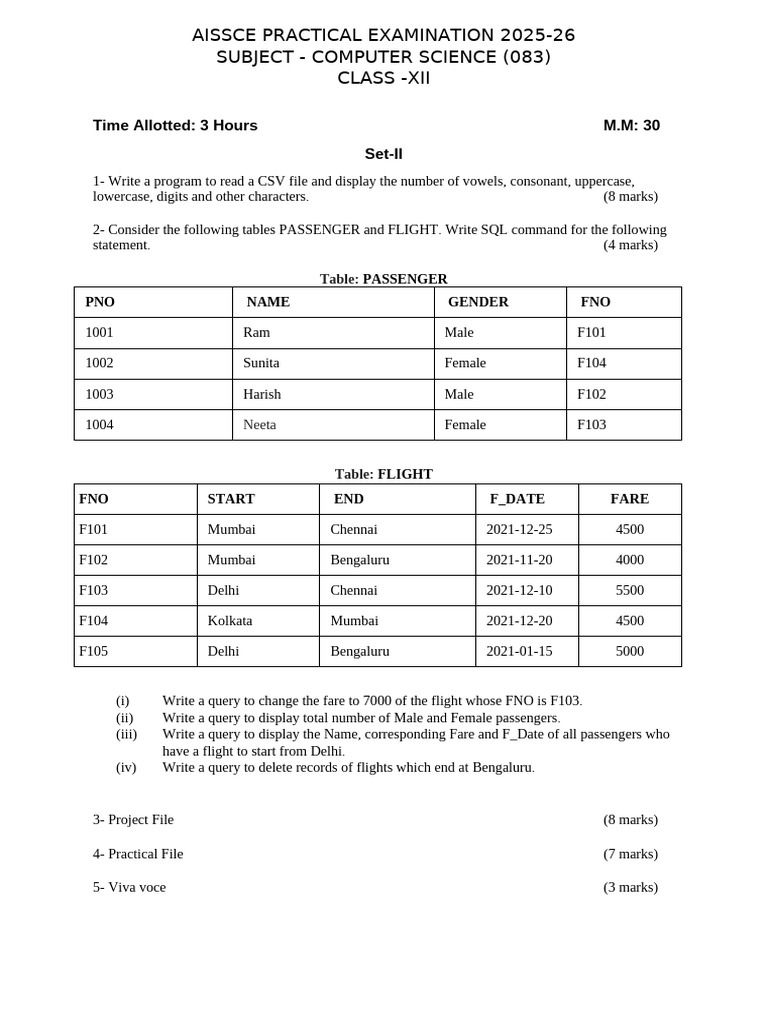 AISSCE 2025-26 Computer Science Exam Guide | PDF | Linguistics