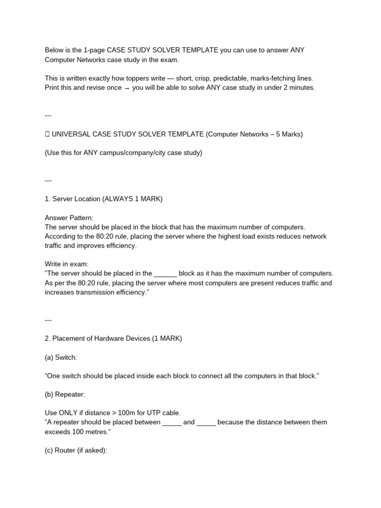 Computer Networks Case Study Template | PDF | Computer Network ...