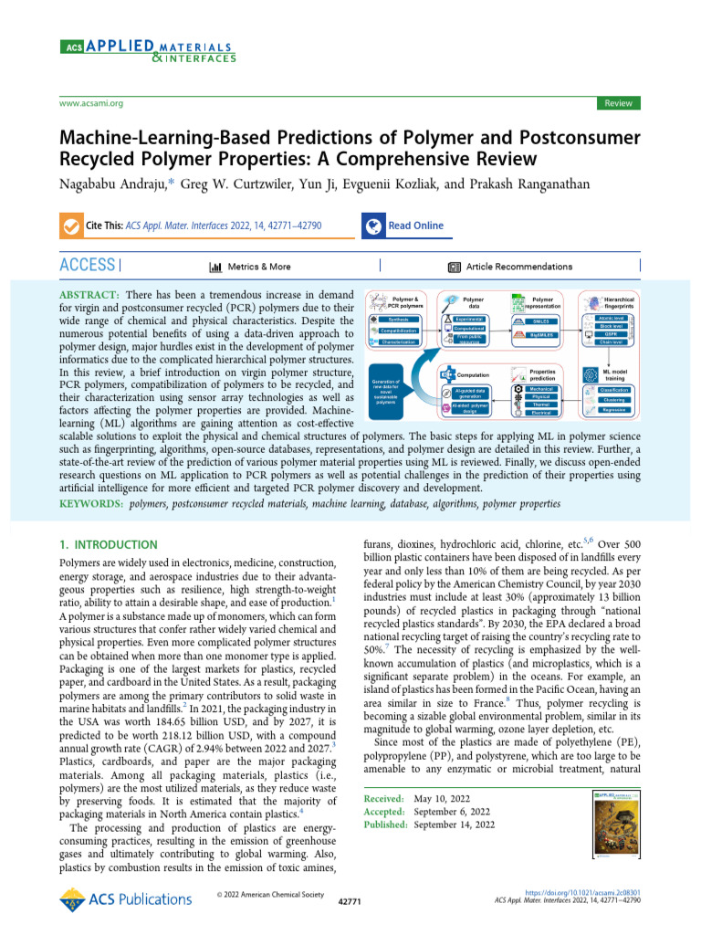 Machine Learning in Polymer Recycling | PDF | Polymers | Machine Learning